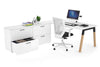 Quadro A Legs Executive Setting - Wood Legs Black Cross Beam [1600L x 800W with Cable Scallop] - Thumbnail 3 