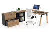 Quadro A Legs Executive Setting - Wood Legs Black Cross Beam [1600L x 800W with Cable Scallop] - Thumbnail 29 
