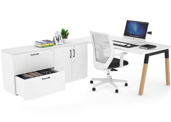 Quadro Wood Executive Setting - Black Frame [1800L x 700W] Jasonl white none 2 drawer 2 door filing cabinet