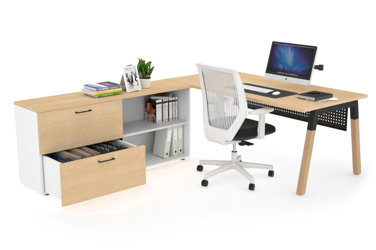 Quadro Wood Executive Setting - Black Frame [1800L x 700W] Jasonl maple black modesty 2 drawer open filing cabinet