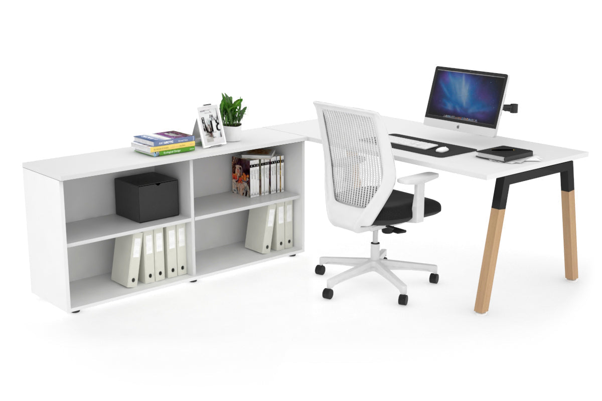 Quadro Wood Executive Setting - Black Frame [1800L x 700W] Jasonl white none open bookcase