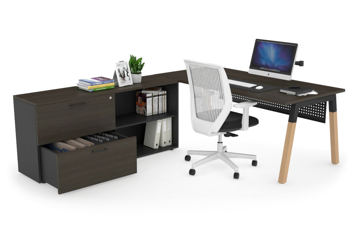 Quadro Wood Executive Setting - Black Frame [1800L x 700W] Jasonl dark oak black modesty 2 drawer open filing cabinet