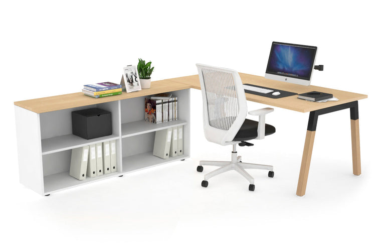 Quadro Wood Executive Setting - Black Frame [1800L x 700W] Jasonl maple none open bookcase