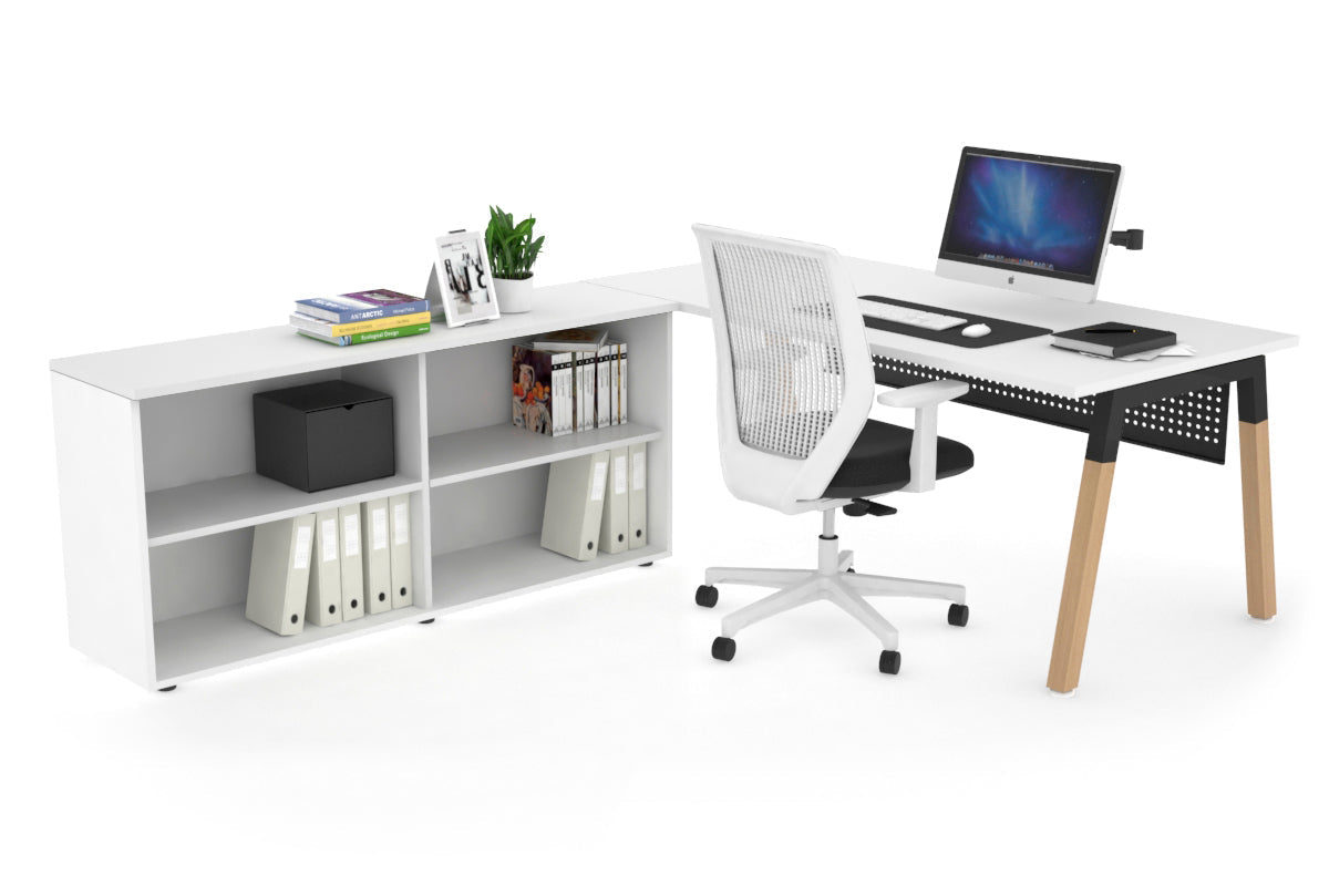 Quadro Wood Executive Setting - Black Frame [1800L x 700W] Jasonl white black modesty open bookcase