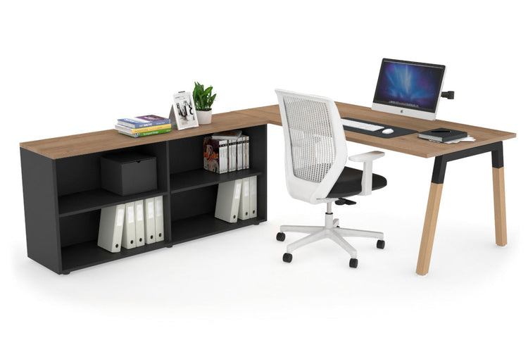 Quadro Wood Executive Setting - Black Frame [1800L x 700W] Jasonl salvage oak none open bookcase