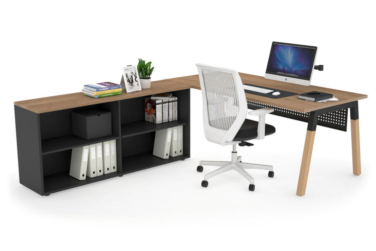 Quadro Wood Executive Setting - Black Frame [1800L x 700W] Jasonl salvage oak black modesty open bookcase