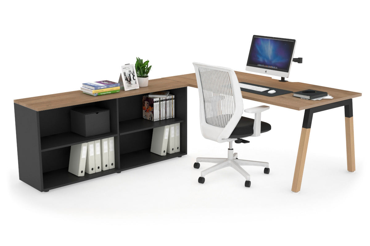 Quadro Wood Executive Setting - Black Frame [1800L x 800W with Cable Scallop] Jasonl salvage oak none open bookcase