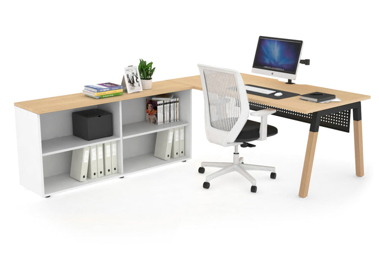 Quadro Wood Executive Setting - Black Frame [1800L x 800W with Cable Scallop] Jasonl maple black modesty open bookcase