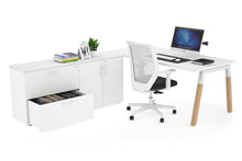  - Quadro A Legs Executive Setting - Wood Legs White Cross Beam [1600L x 700W] - 1