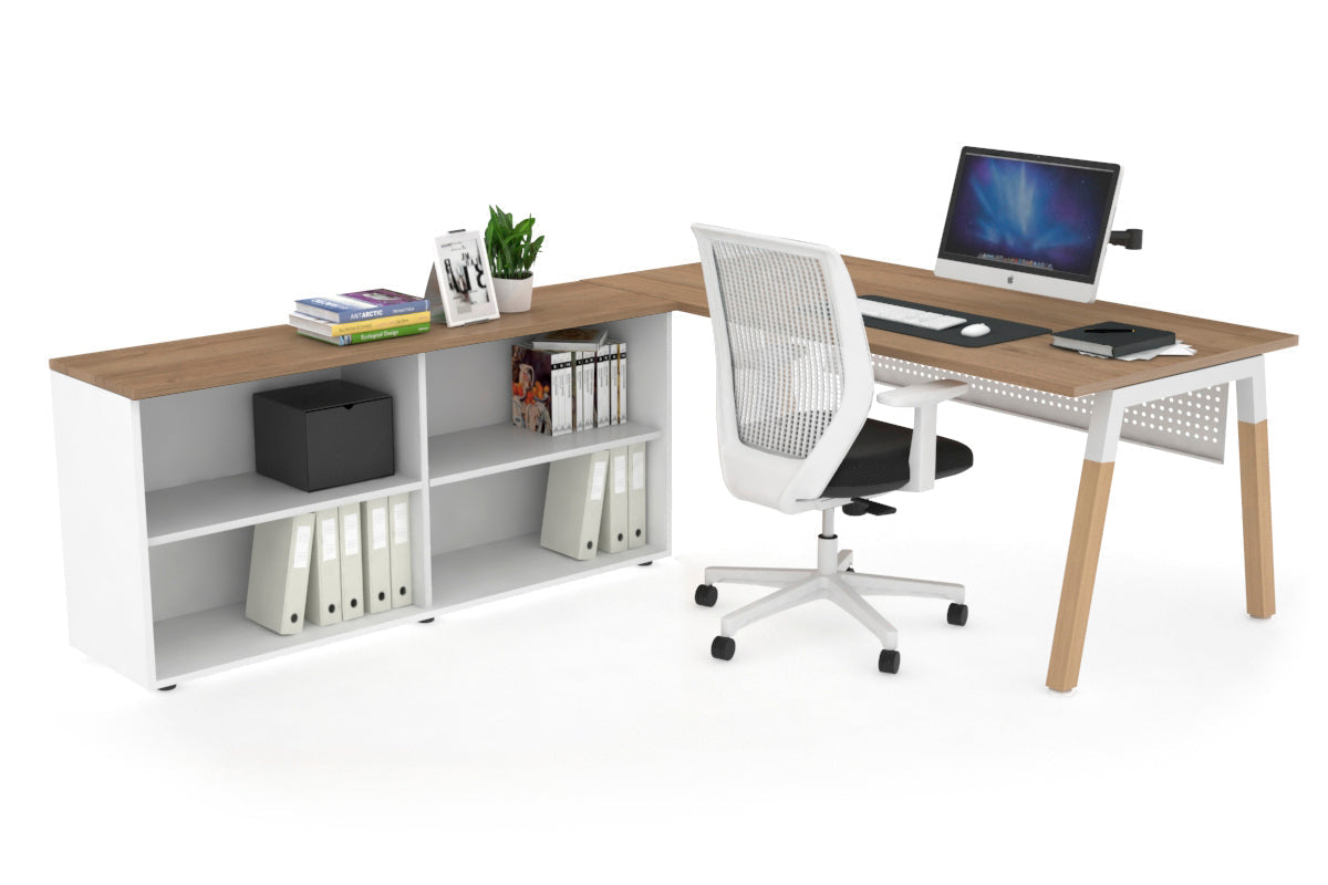 Quadro Wood Executive Setting - White Frame [1600L x 700W] Jasonl salvage oak white modesty open bookcase