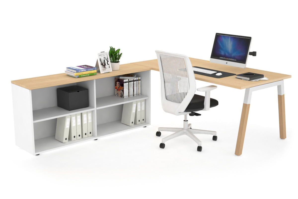 Quadro Wood Executive Setting - White Frame [1600L x 700W] Jasonl maple none open bookcase