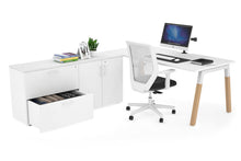  - Quadro Wood Executive Setting - White Frame [1600L x 800W with Cable Scallop] - 1