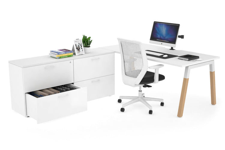 Quadro Wood Executive Setting - White Frame [1600L x 800W with Cable Scallop] Jasonl white none 4 drawer lateral filing cabinet