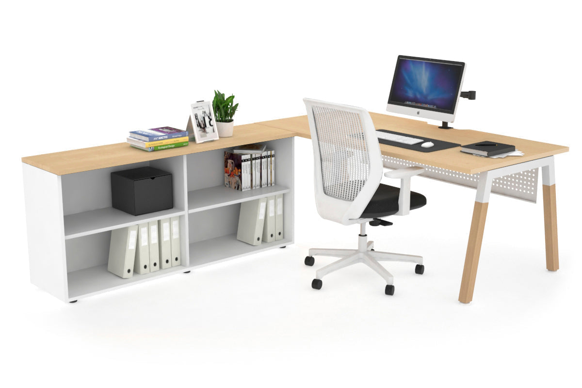 Quadro Wood Executive Setting - White Frame [1600L x 800W with Cable Scallop] Jasonl maple white modesty open bookcase