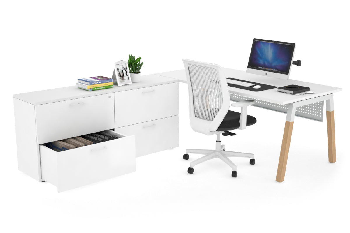Quadro Wood Executive Setting - White Frame [1800L x 700W] Jasonl white white modesty 4 drawer lateral filing cabinet