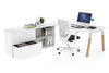 Quadro A Legs Executive Setting - Wood Legs White Cross Beam [1800L x 700W] - Thumbnail 5 