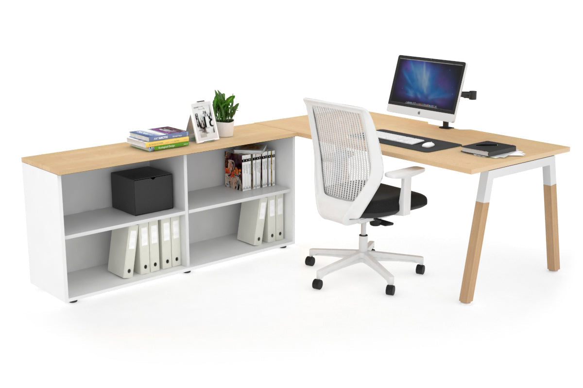 Quadro Wood Executive Setting - White Frame [1800L x 800W with Cable Scallop] Jasonl maple none open bookcase