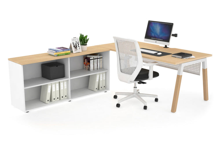 Quadro Wood Executive Setting - White Frame [1800L x 800W with Cable Scallop] Jasonl maple white modesty open bookcase