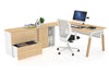 Quadro A Legs Executive Setting - Wood Legs White Cross Beam [1800L x 800W with Cable Scallop] - Thumbnail 24 