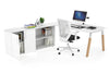 Quadro A Legs Executive Setting - Wood Legs White Cross Beam [1800L x 800W with Cable Scallop] - Thumbnail 4 