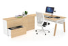 Quadro A Legs Executive Setting - Wood Legs White Cross Beam [1800L x 800W with Cable Scallop] - Thumbnail 19 