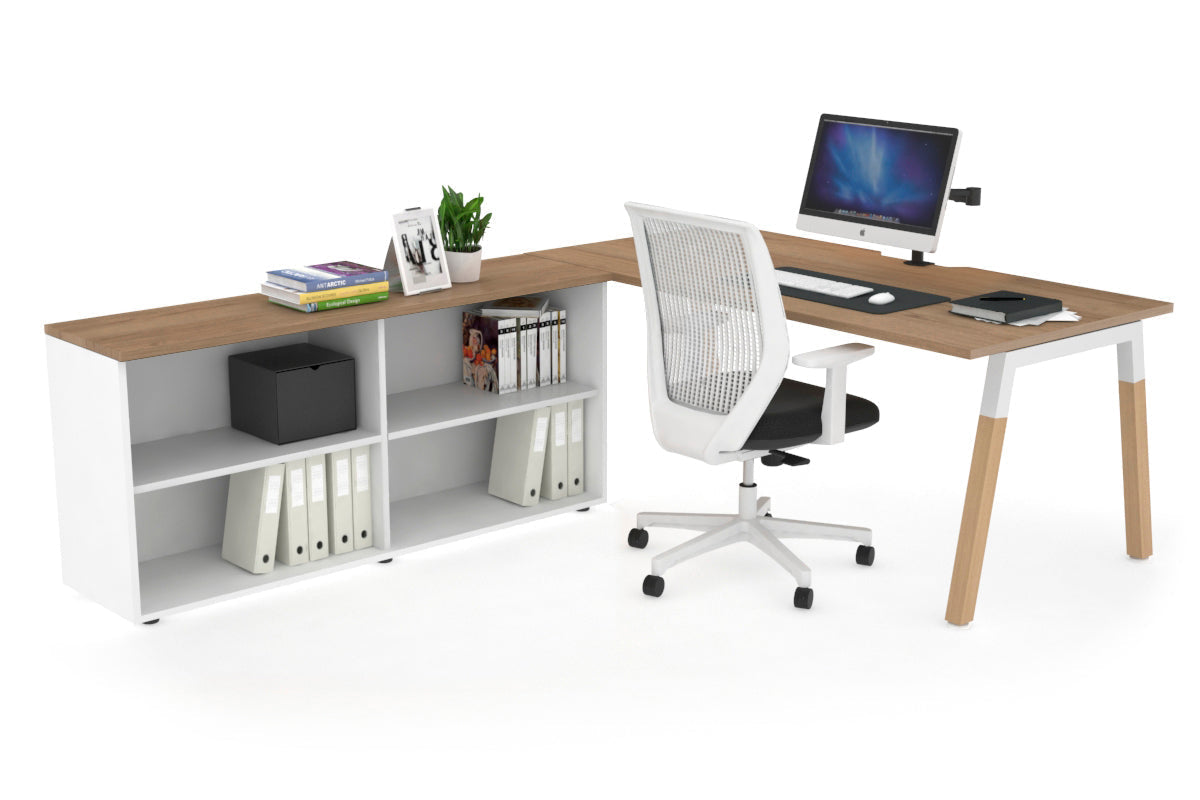 Quadro Wood Executive Setting - White Frame [1800L x 800W with Cable Scallop] Jasonl salvage oak none open bookcase