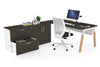 Quadro A Legs Executive Setting - Wood Legs White Cross Beam [1800L x 800W with Cable Scallop] - Thumbnail 43 