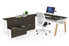 Quadro A Legs Executive Setting - Wood Legs White Cross Beam [1800L x 800W with Cable Scallop] - Thumbnail 45 