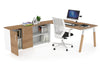 Quadro A Legs Executive Setting - Wood Legs White Cross Beam [1800L x 800W with Cable Scallop] - Thumbnail 28 