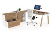 Quadro A Legs Executive Setting - Wood Legs White Cross Beam [1800L x 800W with Cable Scallop] - Thumbnail 30 