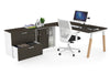 Quadro A Legs Executive Setting - Wood Legs White Cross Beam [1800L x 800W with Cable Scallop] - Thumbnail 42 