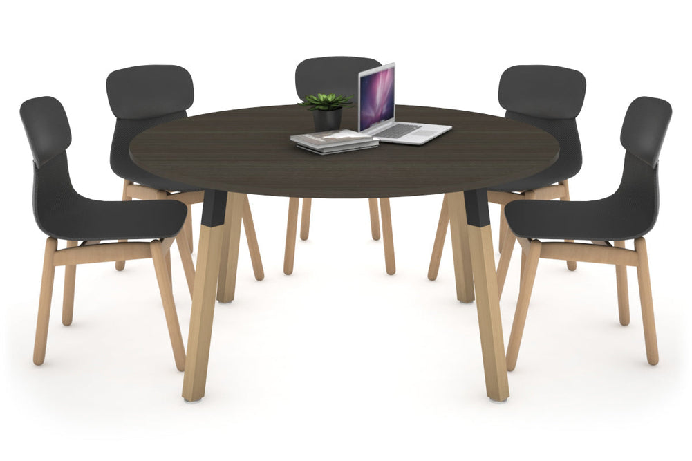 Quadro Wood Legs Round Table [1200 mm]-black bracket black 
