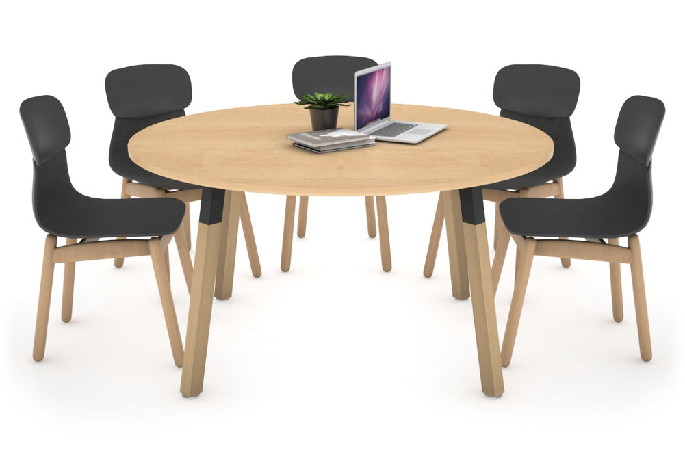 Quadro Wood Legs Round Table [1200 mm]-black bracket maple 
