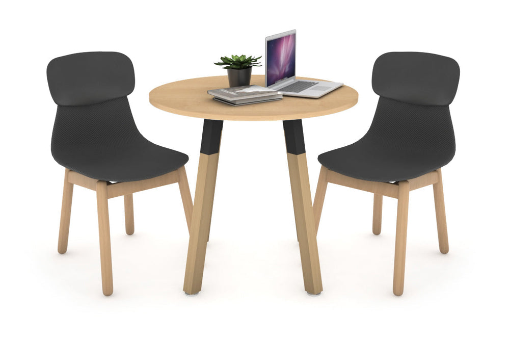 Quadro Wood Legs Round Table [600 mm]-black bracket maple 