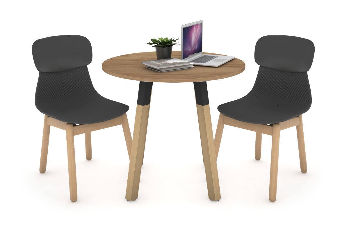 Quadro Wood Legs Round Table [600 mm]-black bracket salvage oak 