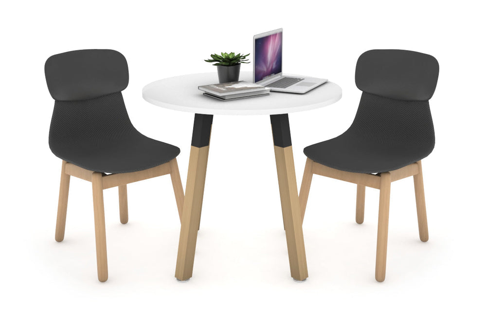 Quadro Wood Legs Round Table [600 mm]-black bracket white 
