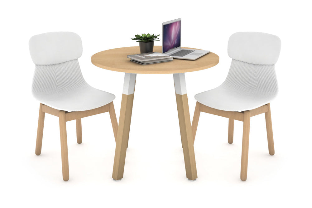 Quadro Wood Legs Round Table [600 mm]-white bracket maple 