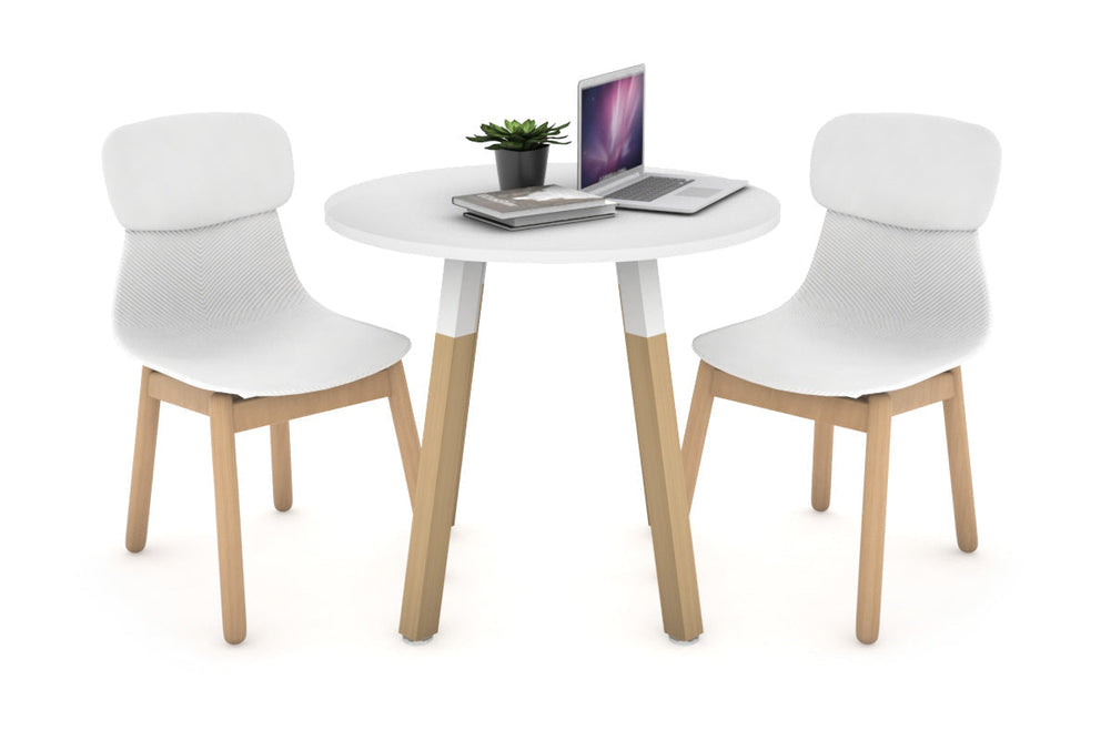 Quadro Wood Legs Round Table [700 mm]-white bracket white 