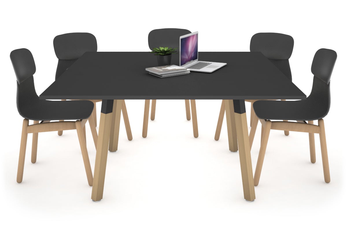Quadro Wood Single Leg Square Table [1200L x 1200W] Jasonl black bracket black 