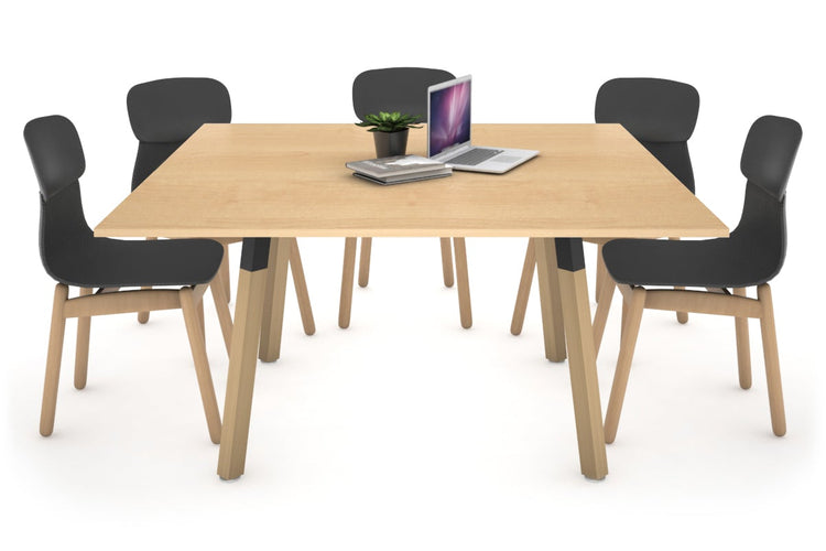 Quadro Wood Single Leg Square Table [1200L x 1200W] Jasonl black bracket maple 