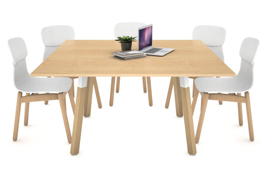 Quadro Wood Single Leg Square Table [1200L x 1200W] Jasonl white bracket maple 