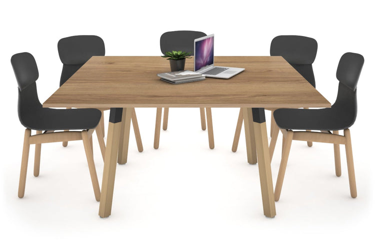 Quadro Wood Single Leg Square Table [1200L x 1200W] Jasonl black bracket salvage oak 