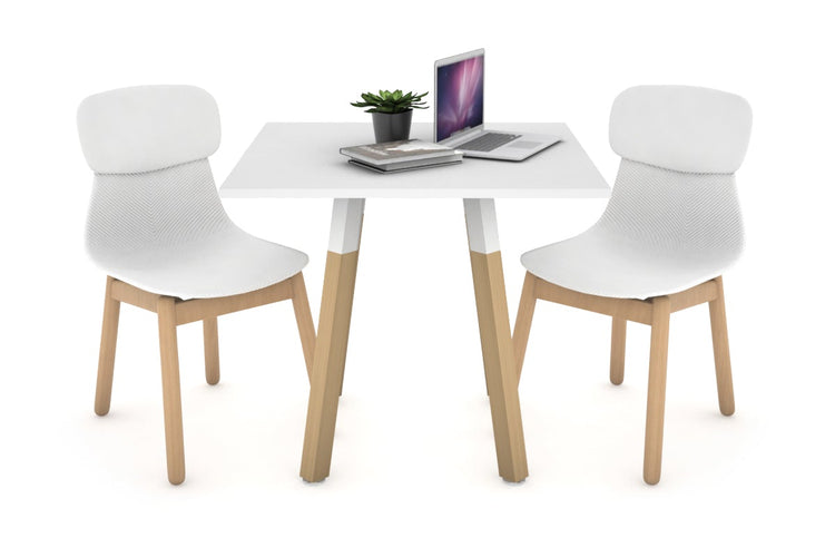 Quadro Wood Single Leg Square Table [600L x 600W] Jasonl white bracket white 