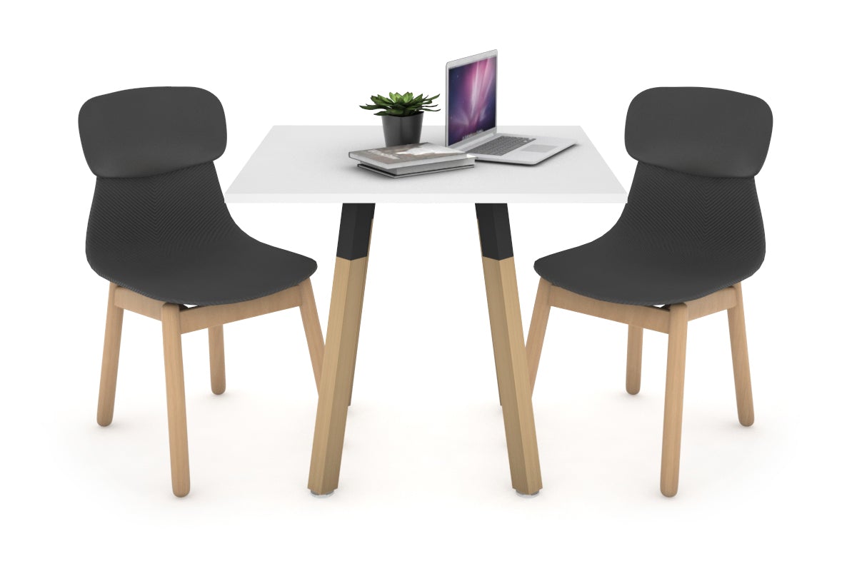 Quadro Wood Single Leg Square Table [600L x 600W] Jasonl black bracket white 