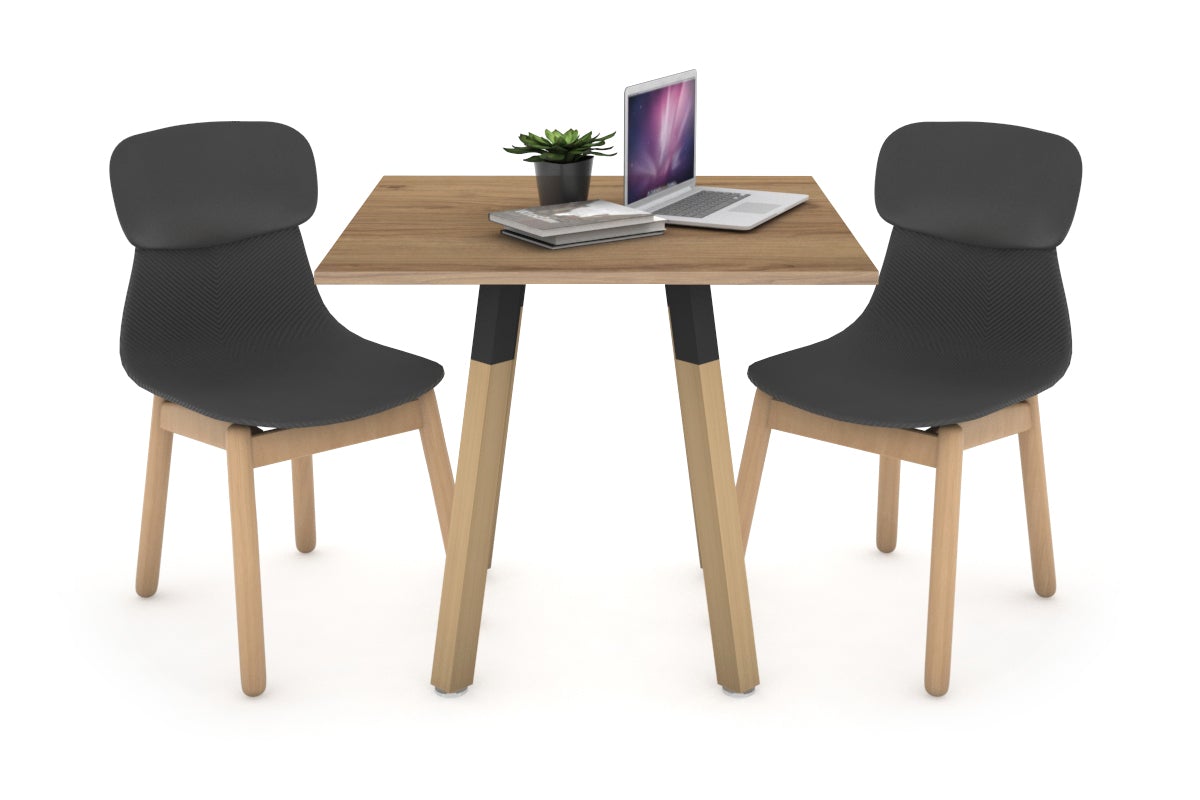 Quadro Wood Single Leg Square Table [700L x 700W] Jasonl black bracket salvage oak 