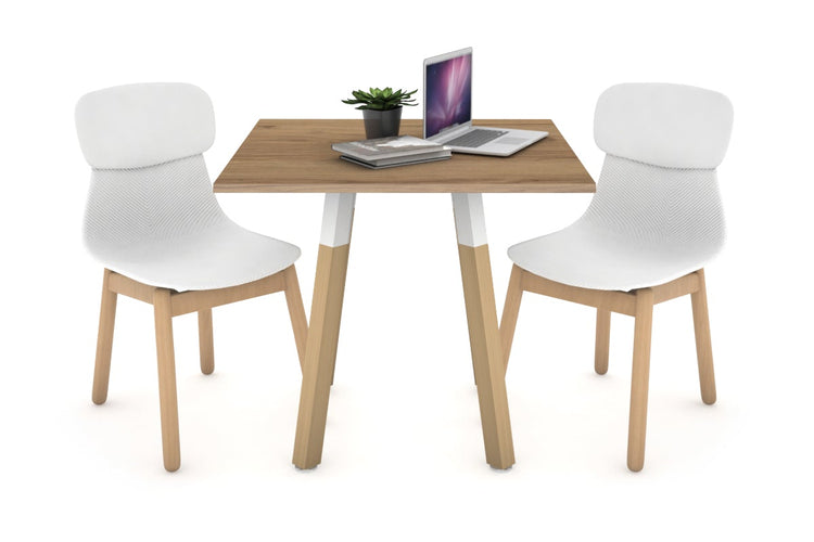 Quadro Wood Single Leg Square Table [700L x 700W] Jasonl white bracket salvage oak 
