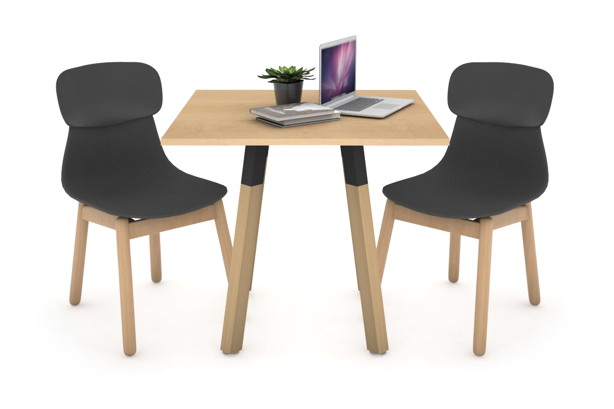 Quadro Wood Single Leg Square Table [700L x 700W] Jasonl black bracket maple 