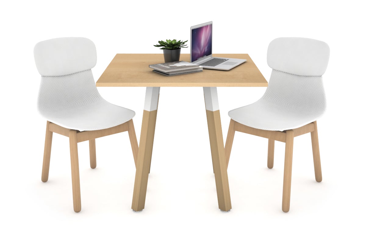 Quadro Wood Single Leg Square Table [700L x 700W] Jasonl white bracket maple 