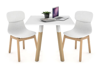 Quadro Wood Single Leg Square Table [700L x 700W] Jasonl white bracket white 