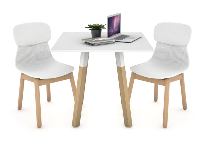 Quadro Wood Single Leg Square Table [700L x 700W] Jasonl white bracket white 